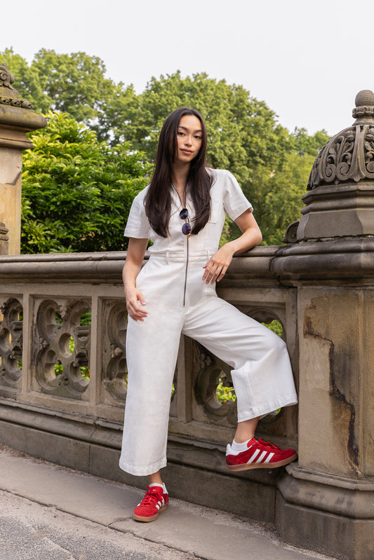 Quincy Jumpsuit in White Denim (Final Sale)
