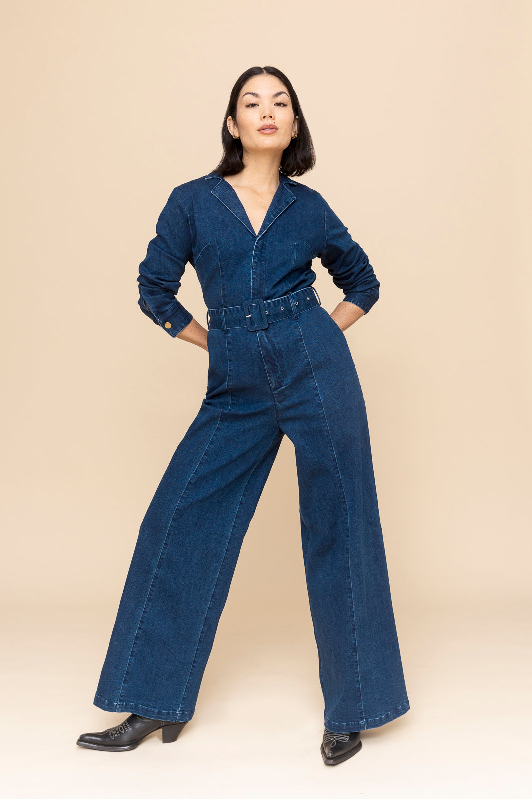 Denim Belted Jumpsuit Final Sale Mixed by Nasrin