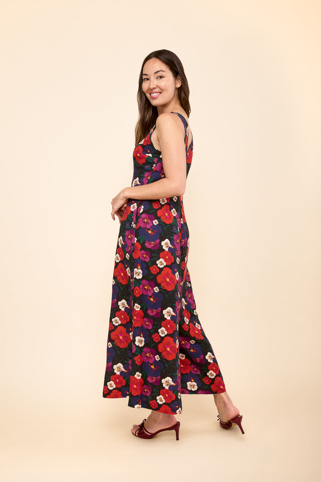 Wide Leg Linen Jumpsuit in Pansy