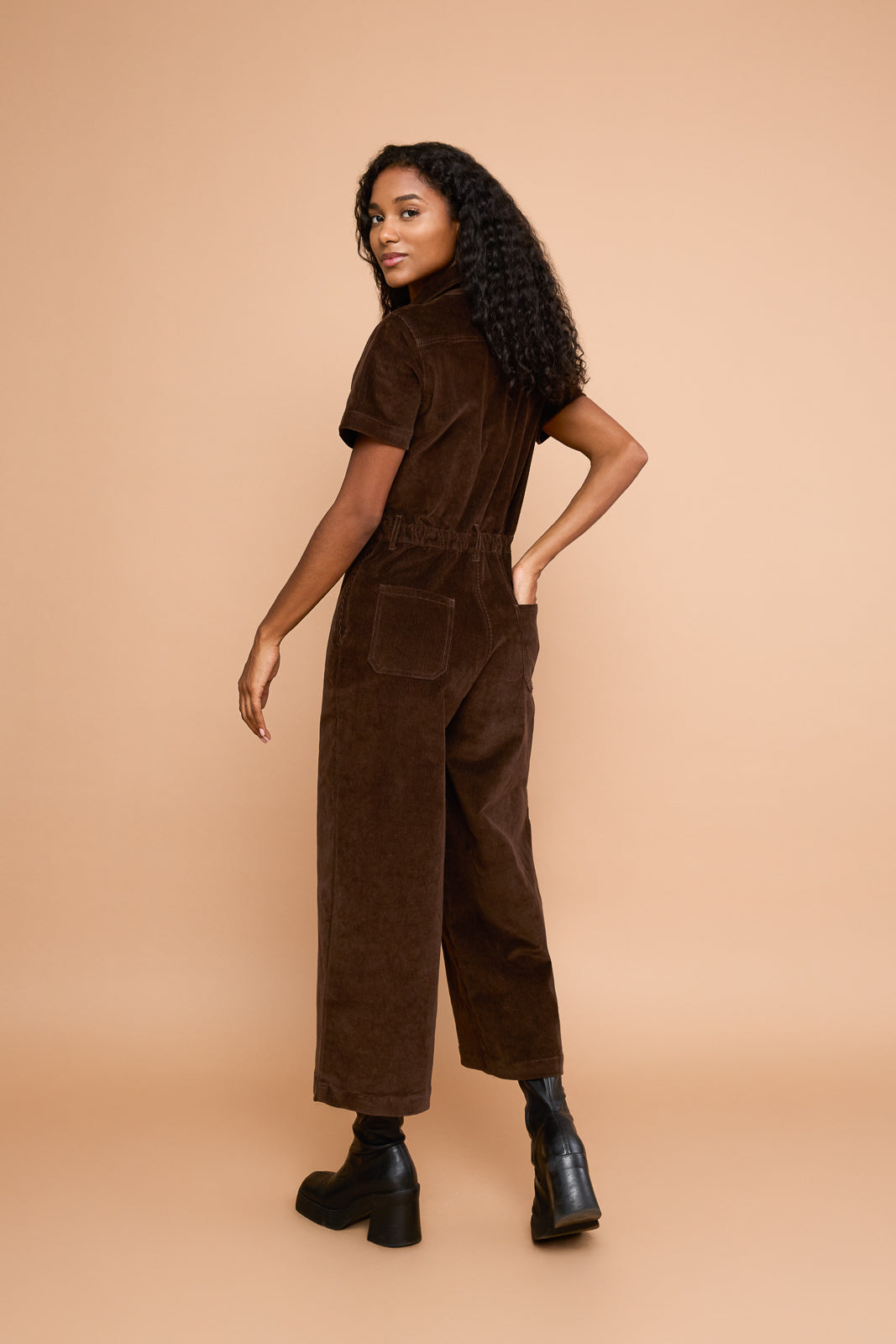 Corduroy Jumpsuit in Coffee