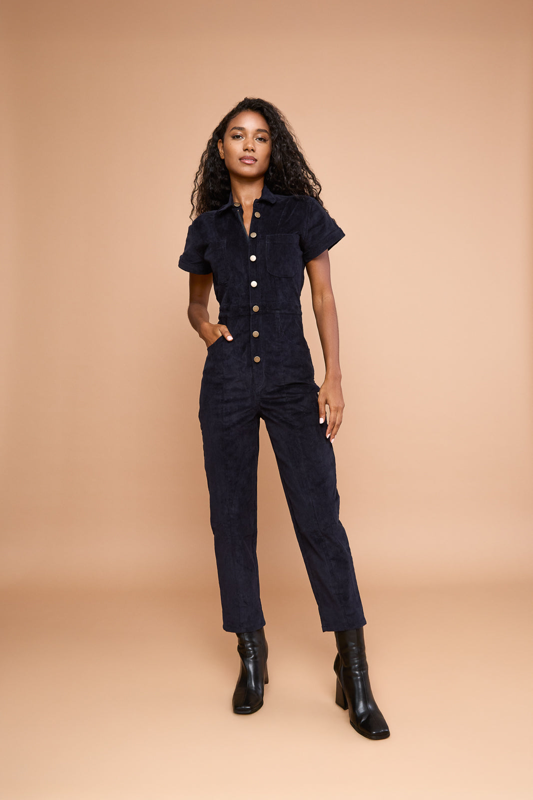 Classic Corduroy Jumpsuit in Navy