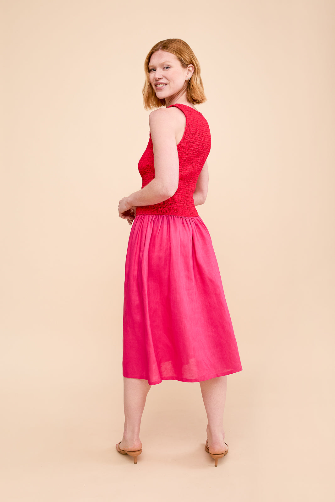 Maeve Dress in Red & Pink