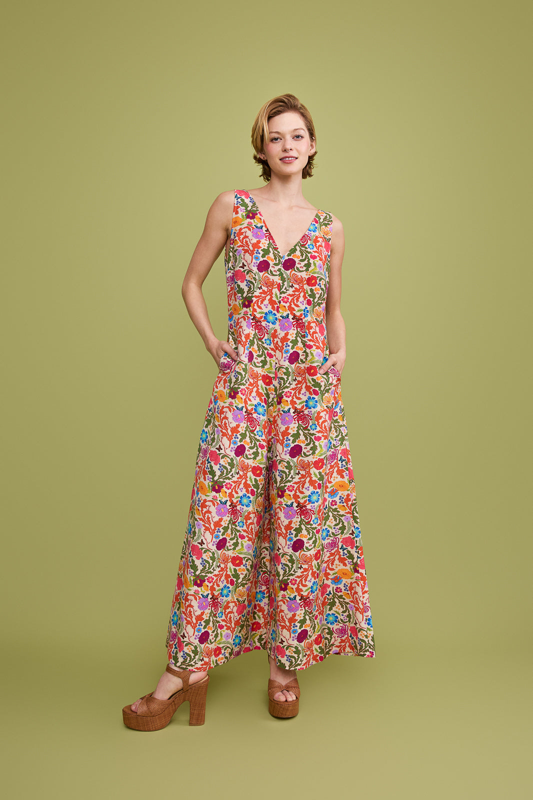 Wide Leg Linen Jumpsuit in Solea L Wide Leg Linen Jumpsuit in Solea L