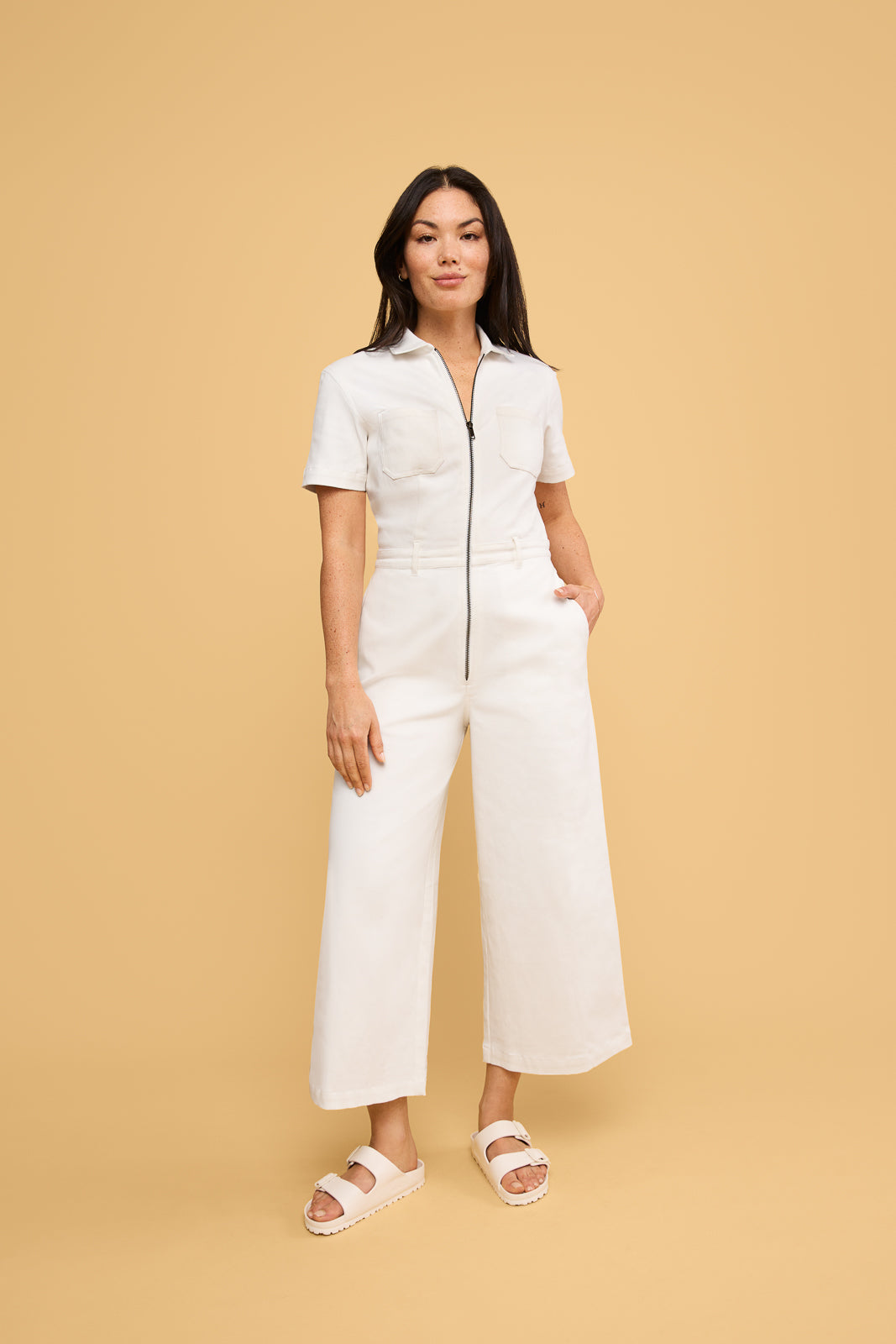Quincy Jumpsuit in White Denim (Final Sale)