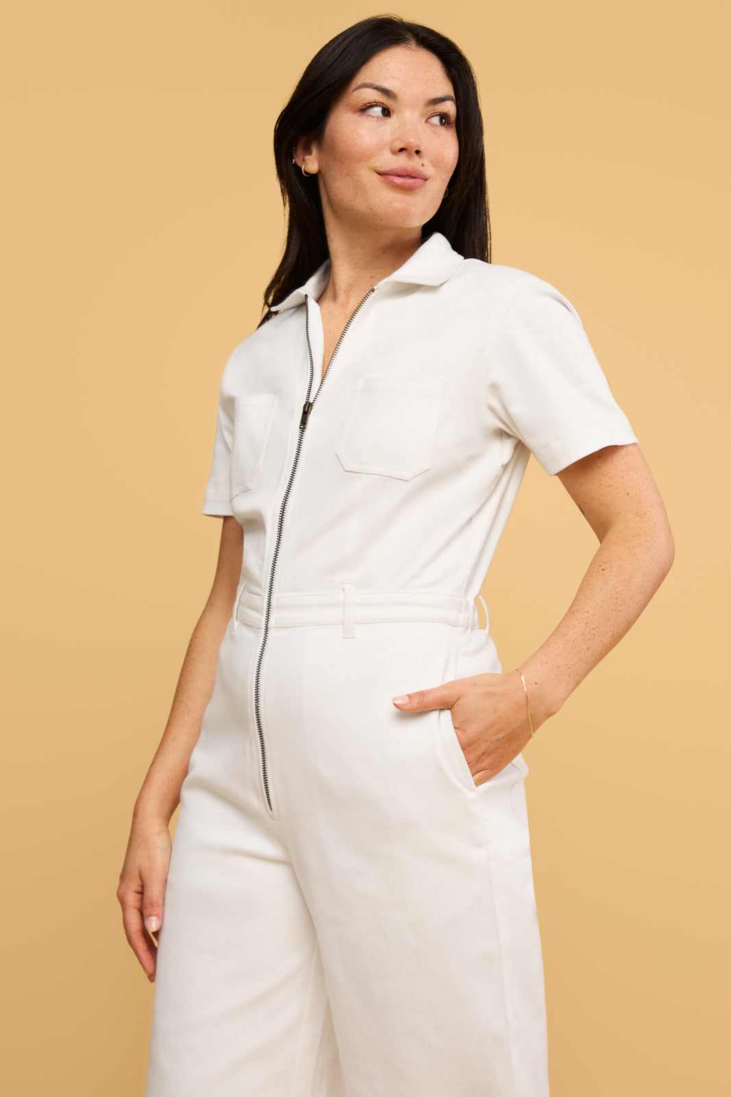 Quincy Jumpsuit in White Denim (Final Sale)