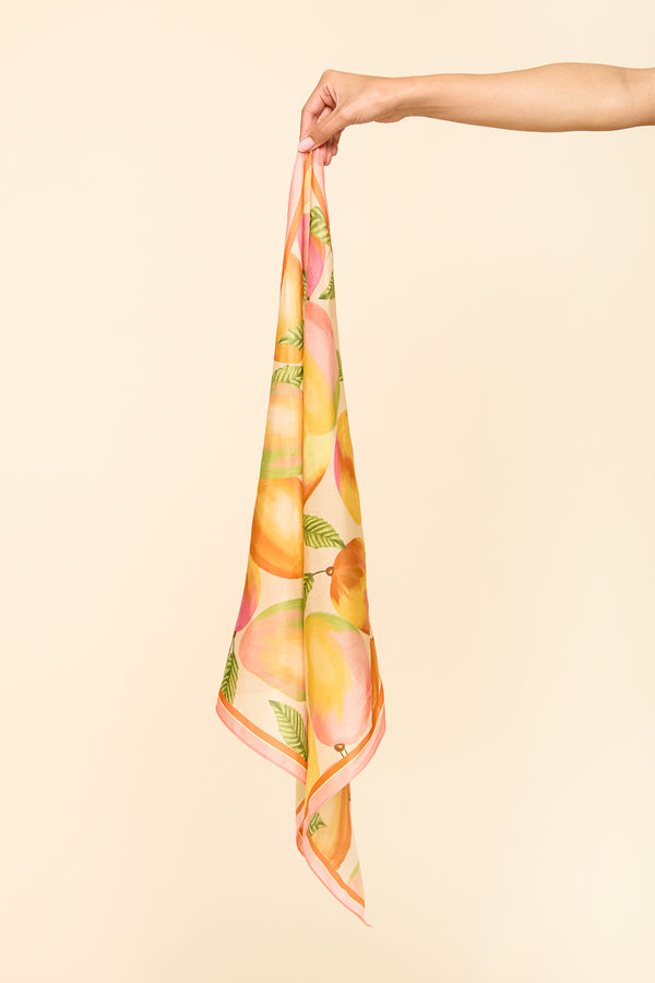 Silk Cotton Scarf in Mango