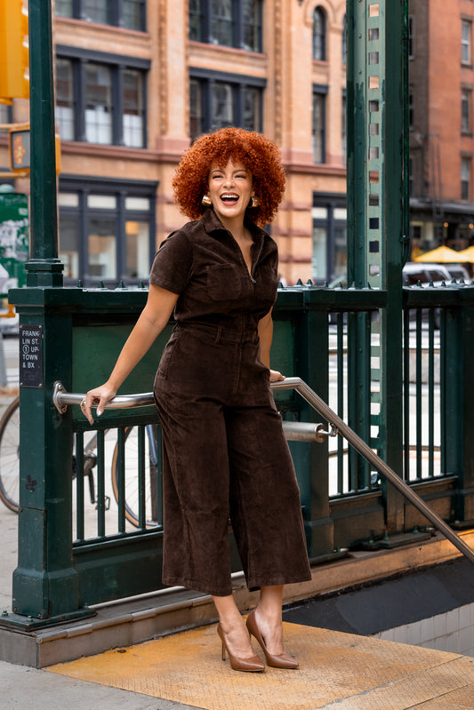 Quincy Corduroy Jumpsuit in Coffee