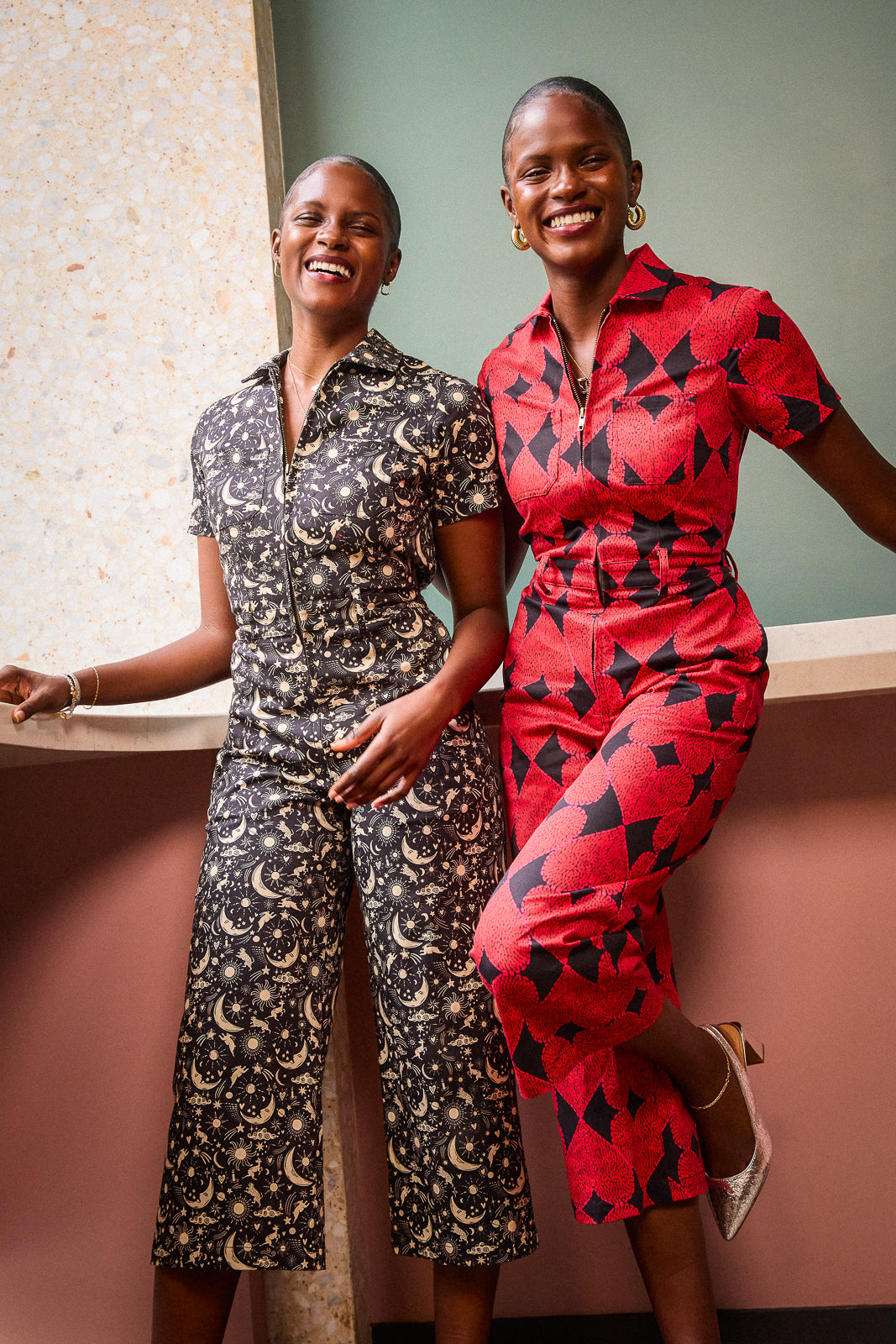 Pairs in Print Jumpsuits