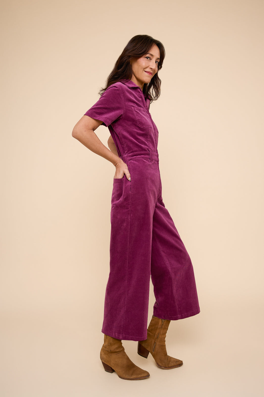 Quincy Jumpsuit in Violet Corduroy – Mixed by Nasrin