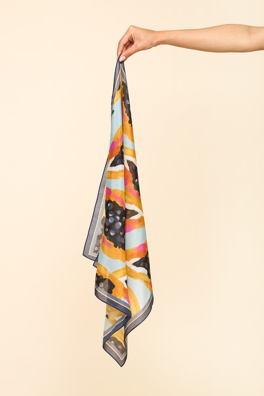Silk Cotton Scarf in Papaya
