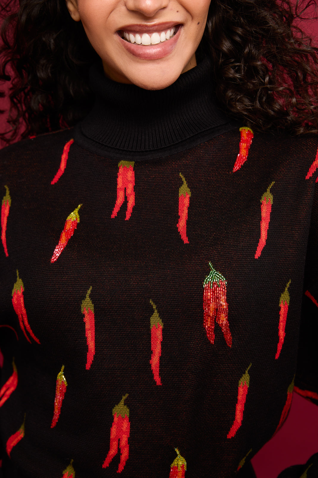 Chili Hand-beaded Sweater