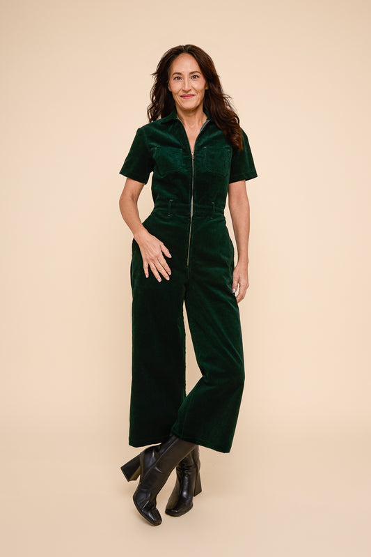 Quincy Corduroy Jumpsuit in Pine