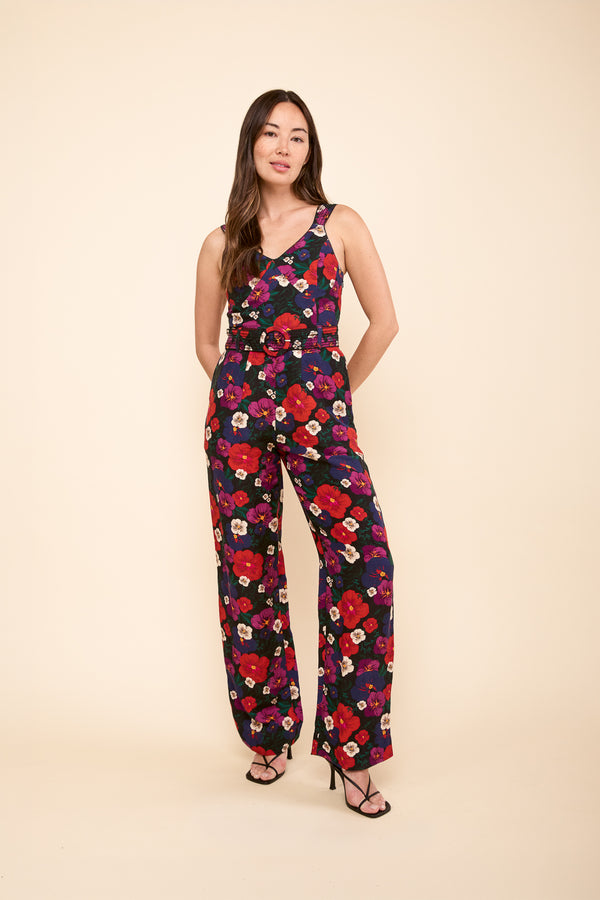 Amina Linen Jumpsuit in Pansy