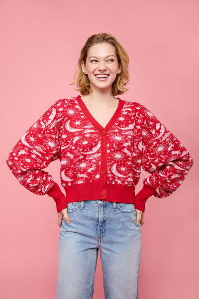 Knit Cardigan in Red Celestial – Mixed by Nasrin