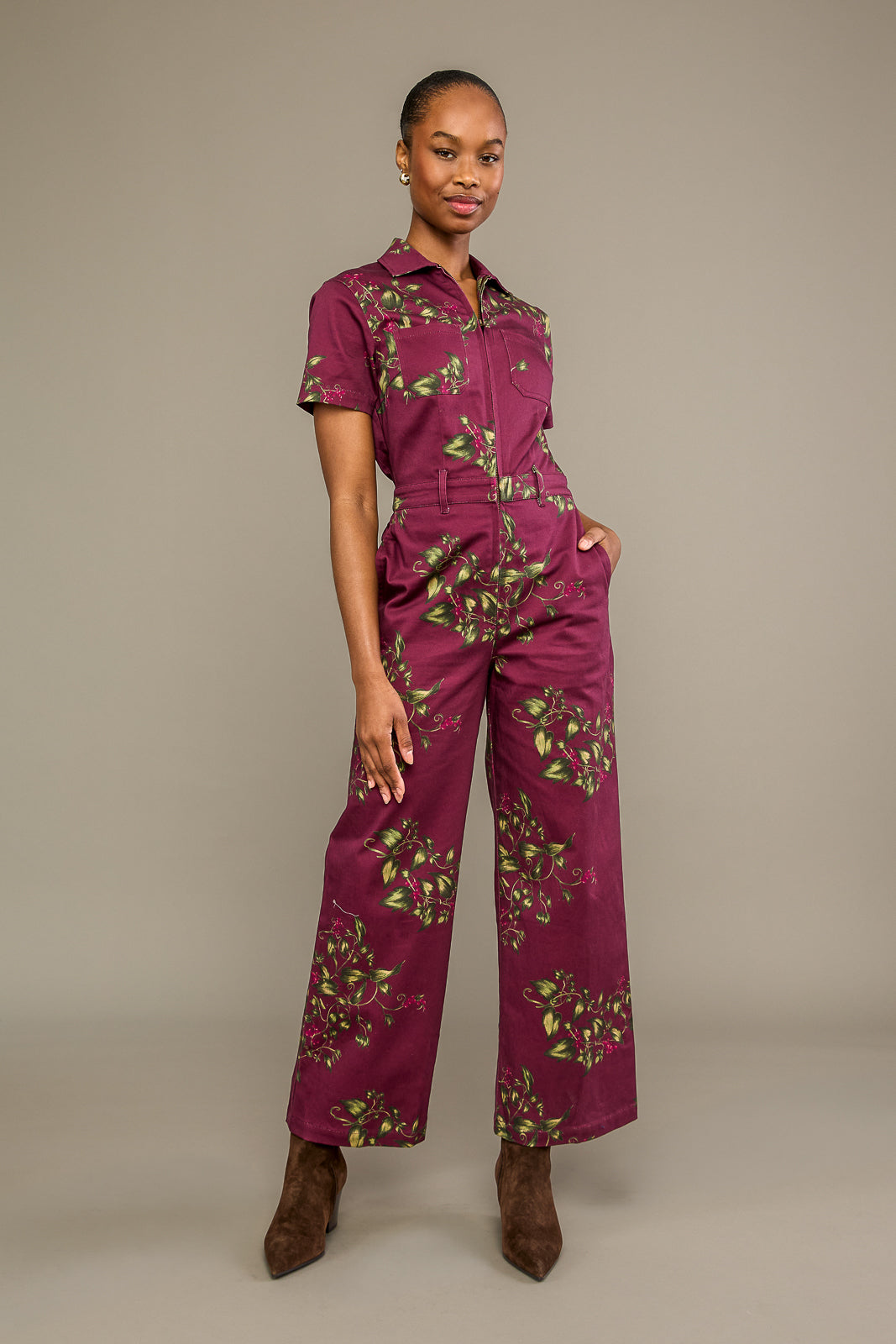 Full Length Quincy Jumpsuit in Currant