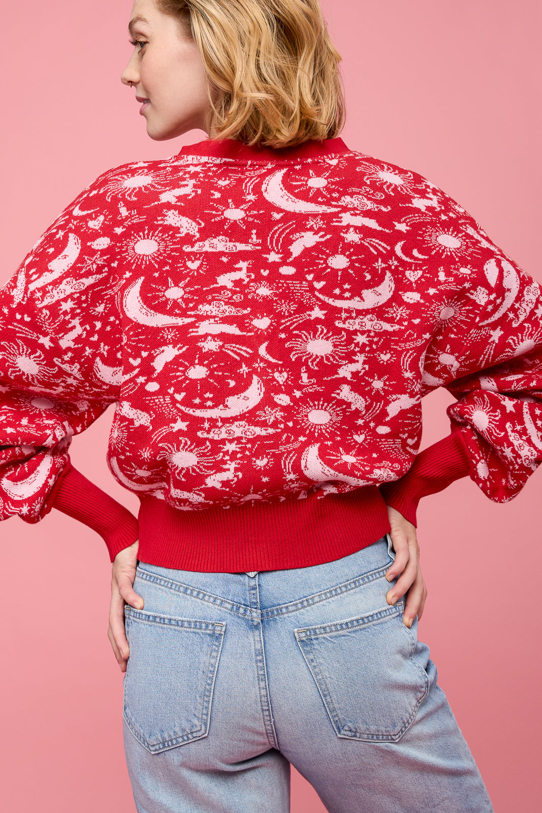 Knit Cardigan in Red Celestial – Mixed by Nasrin
