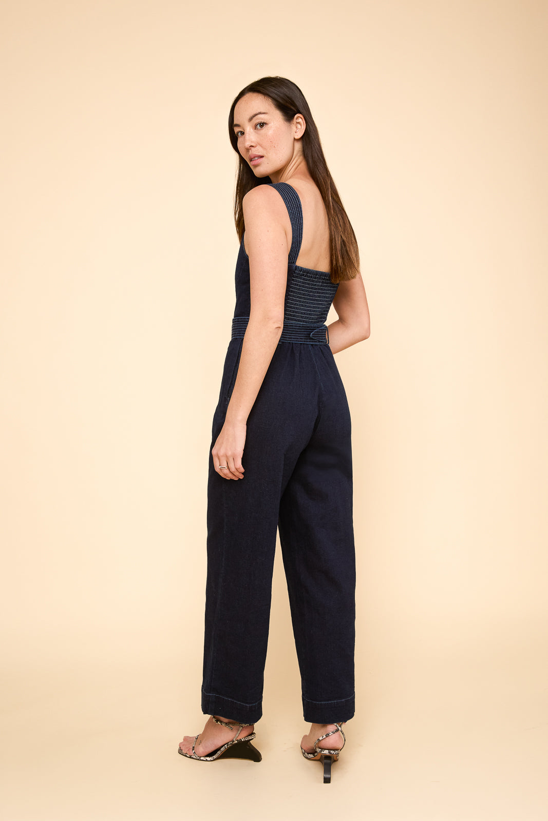 Amina Jumpsuit in Dark Wash Denim – Mixed by Nasrin
