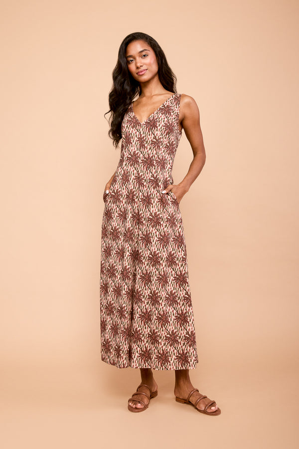 Wide Leg Linen Jumpsuit in Coconut