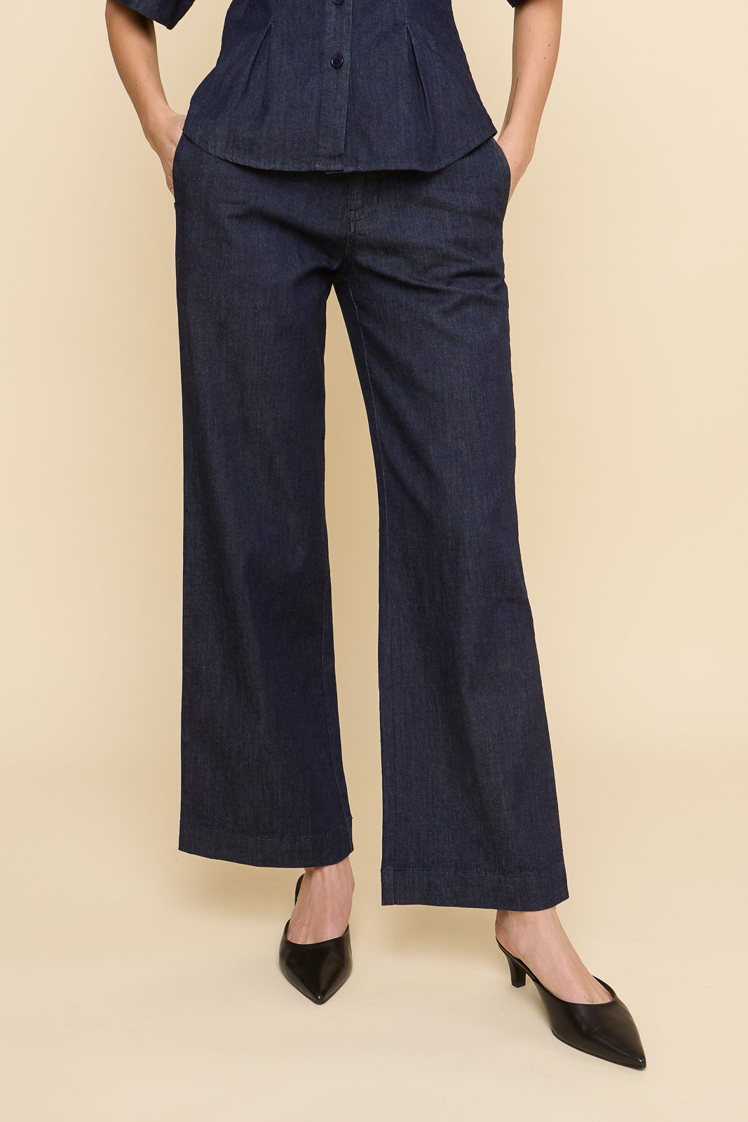 Mid Rise Wide Leg Denim