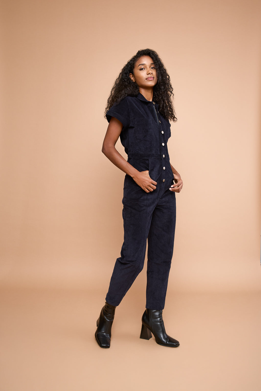 Classic Corduroy Jumpsuit in Navy