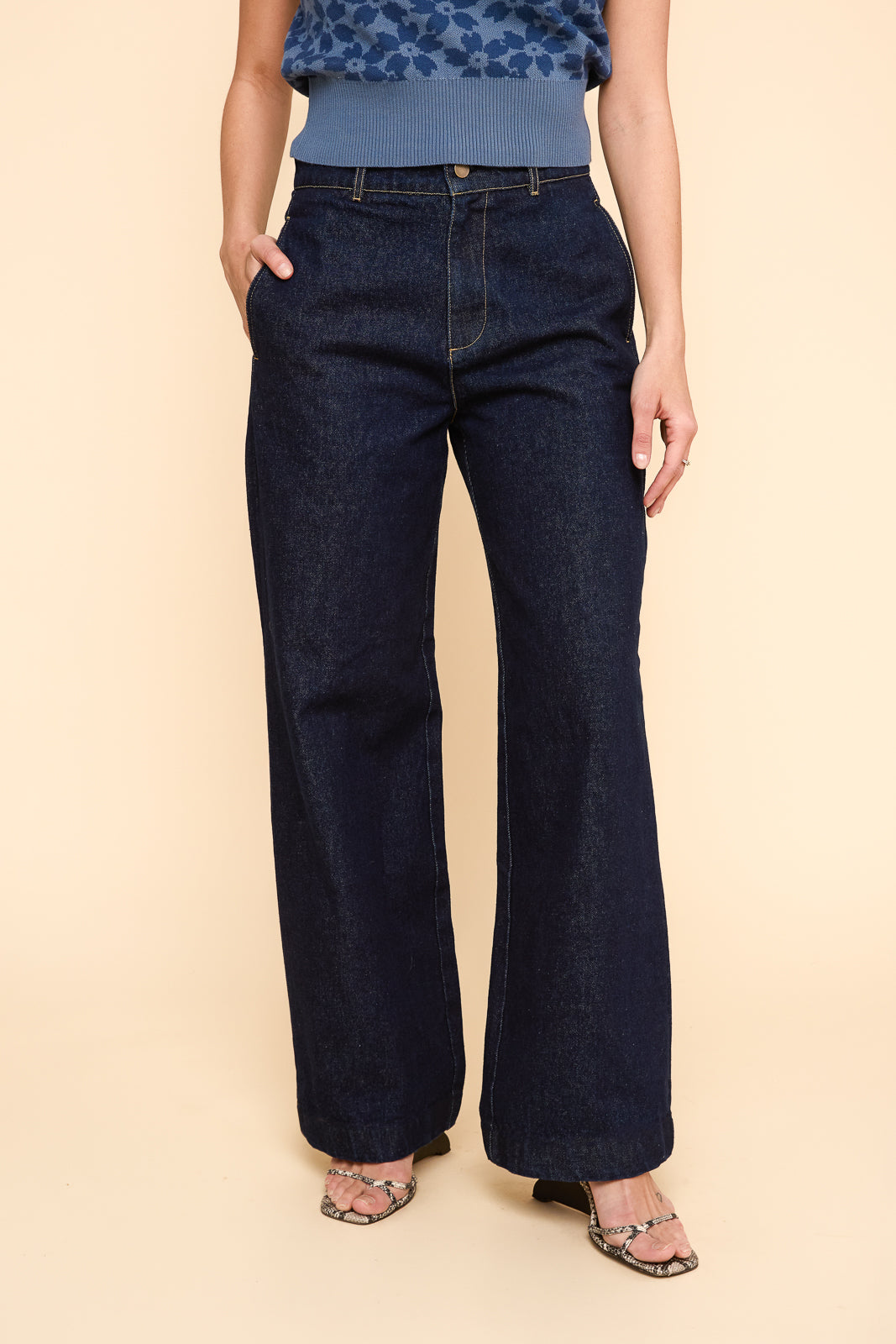 Wide Leg Pants in Dark Wash Denim