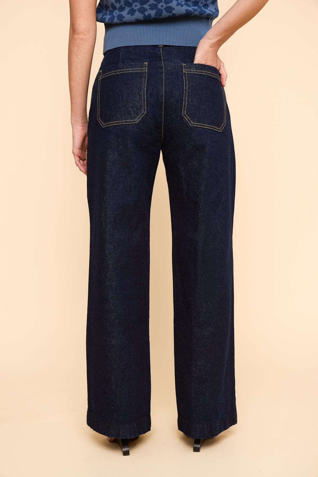 Wide Leg Pants in Dark Wash Denim