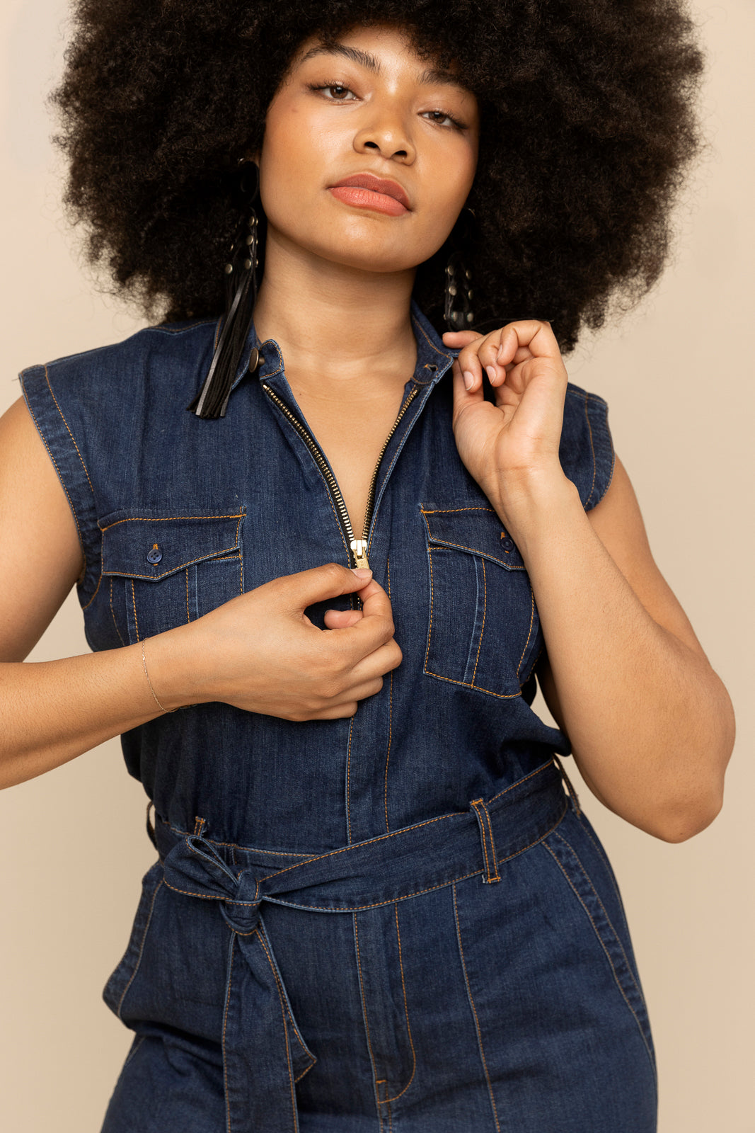 Sleeveless Denim Jumpsuit