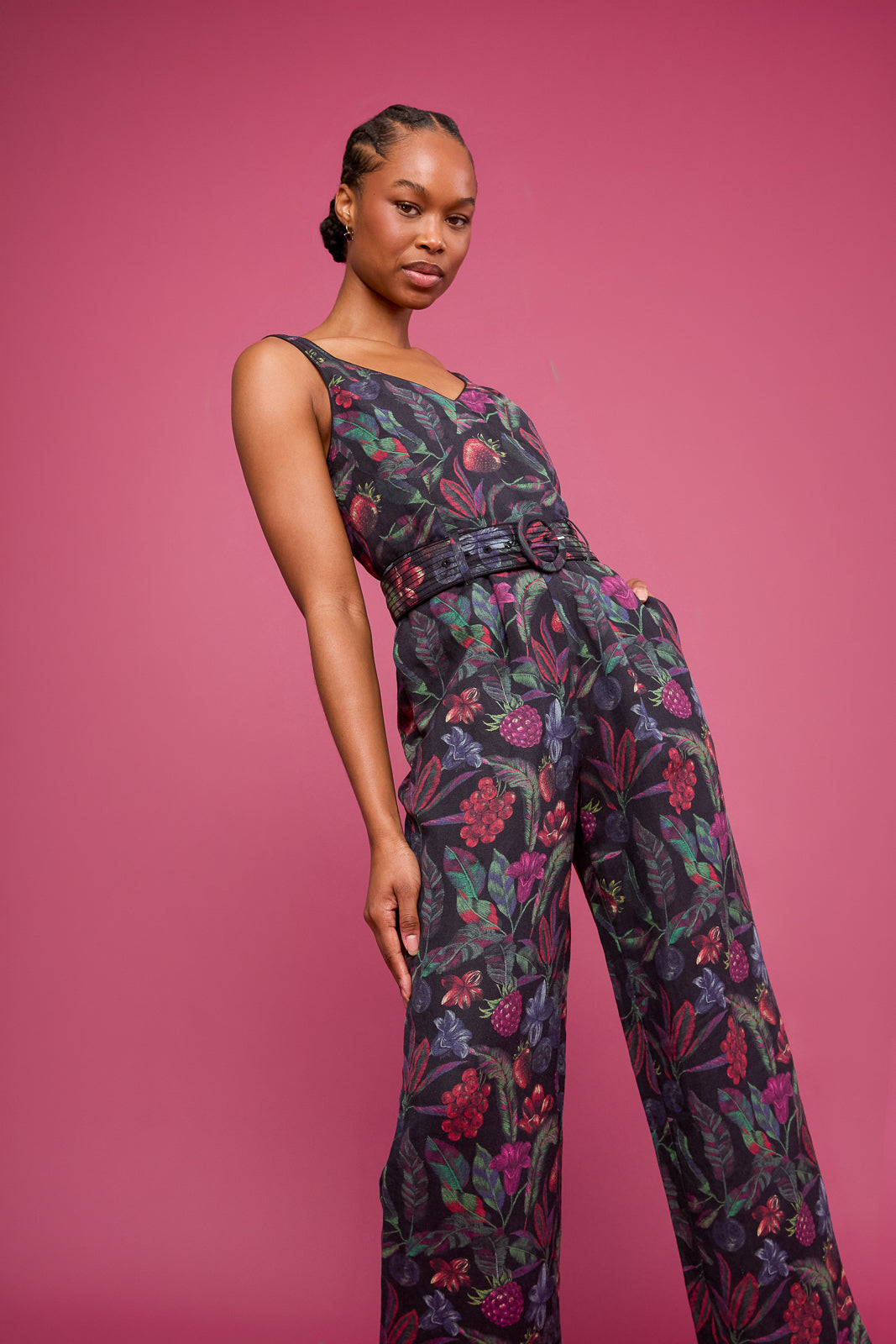 Amina Linen Jumpsuit in Juniper