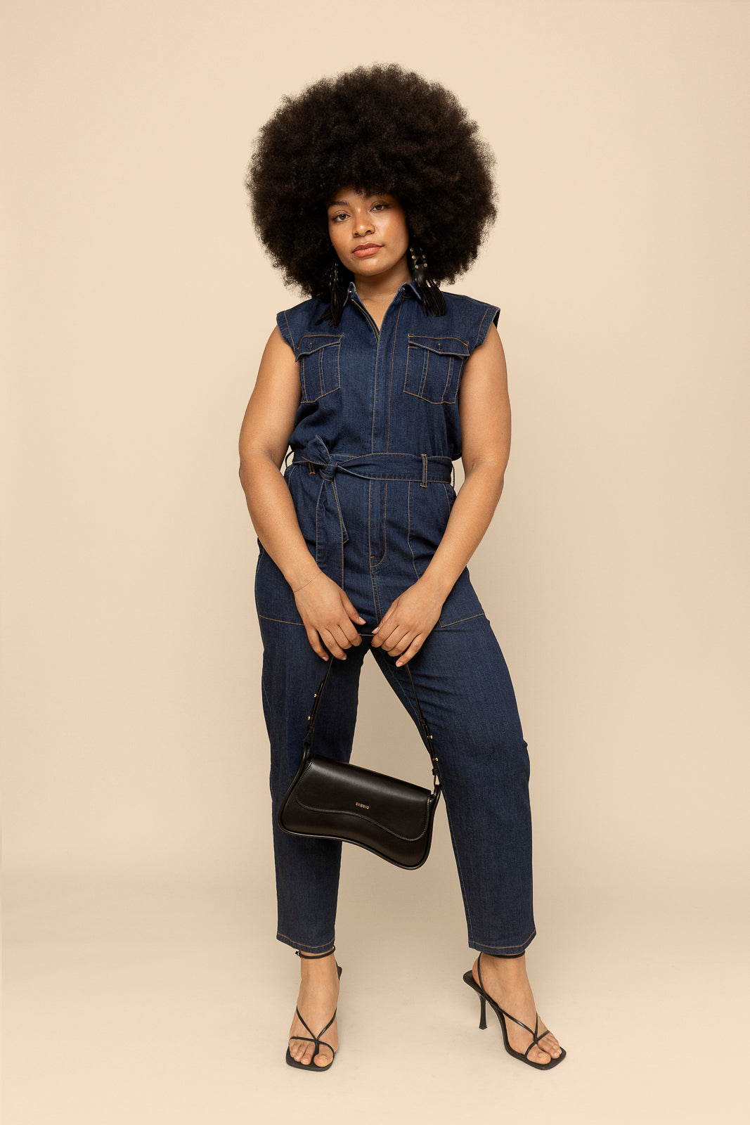 Sleeveless Denim Jumpsuit