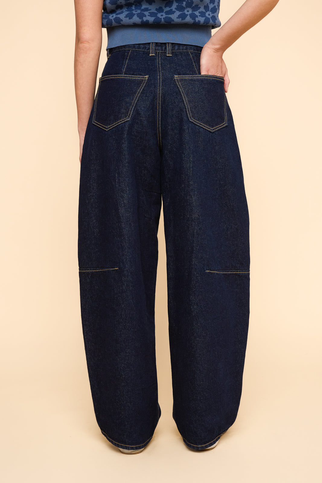 Barrel Pants in Dark Wash Denim
