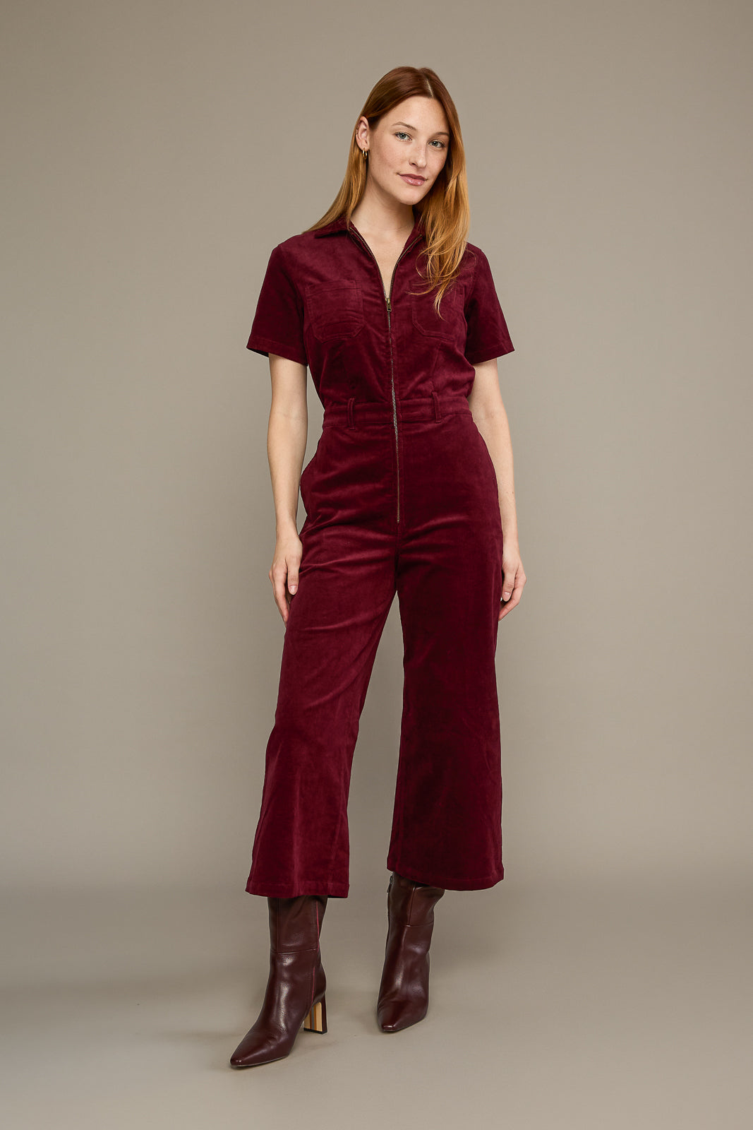 Quincy Jumpsuit in Mulberry Corduroy