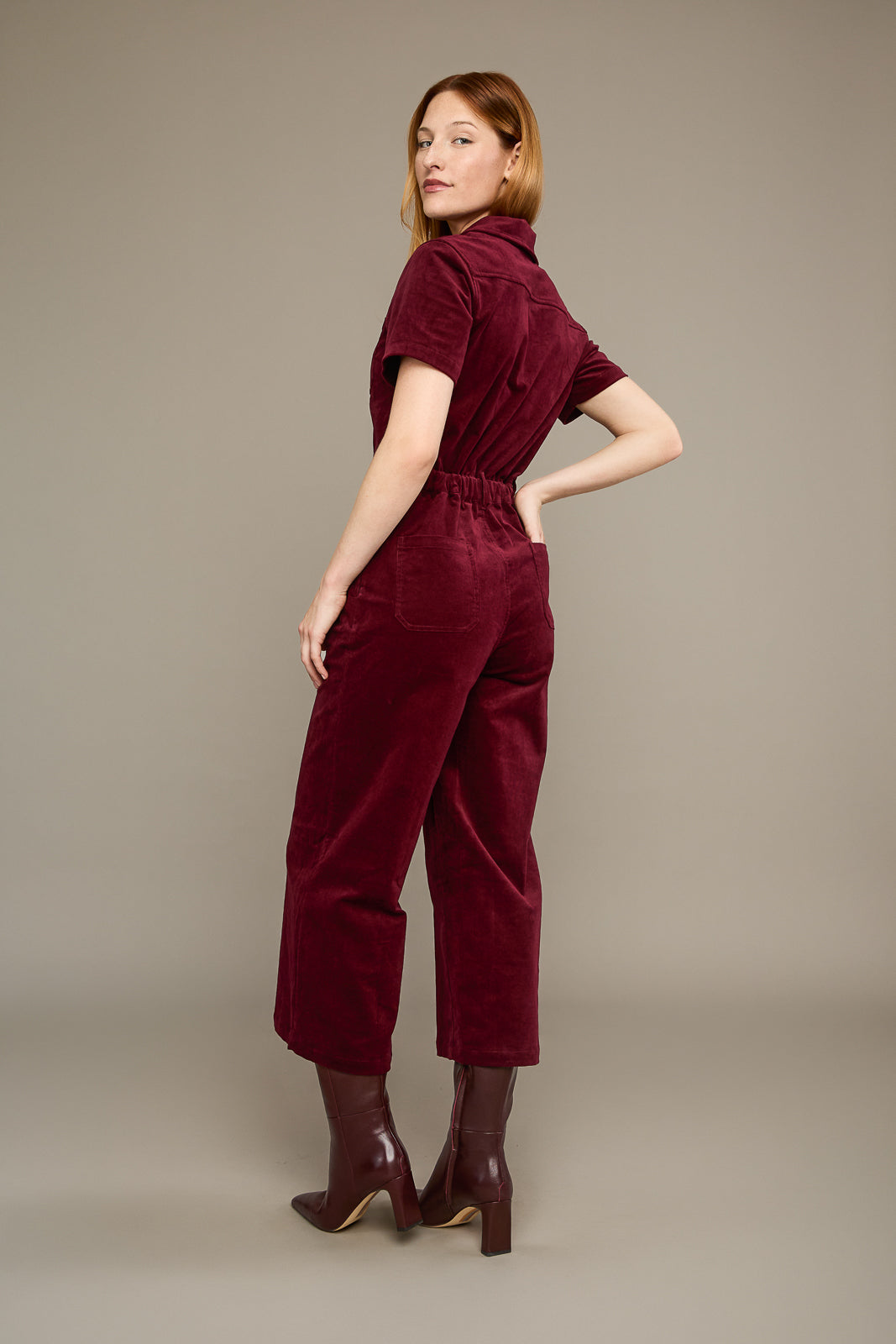 Quincy Jumpsuit in Mulberry Corduroy
