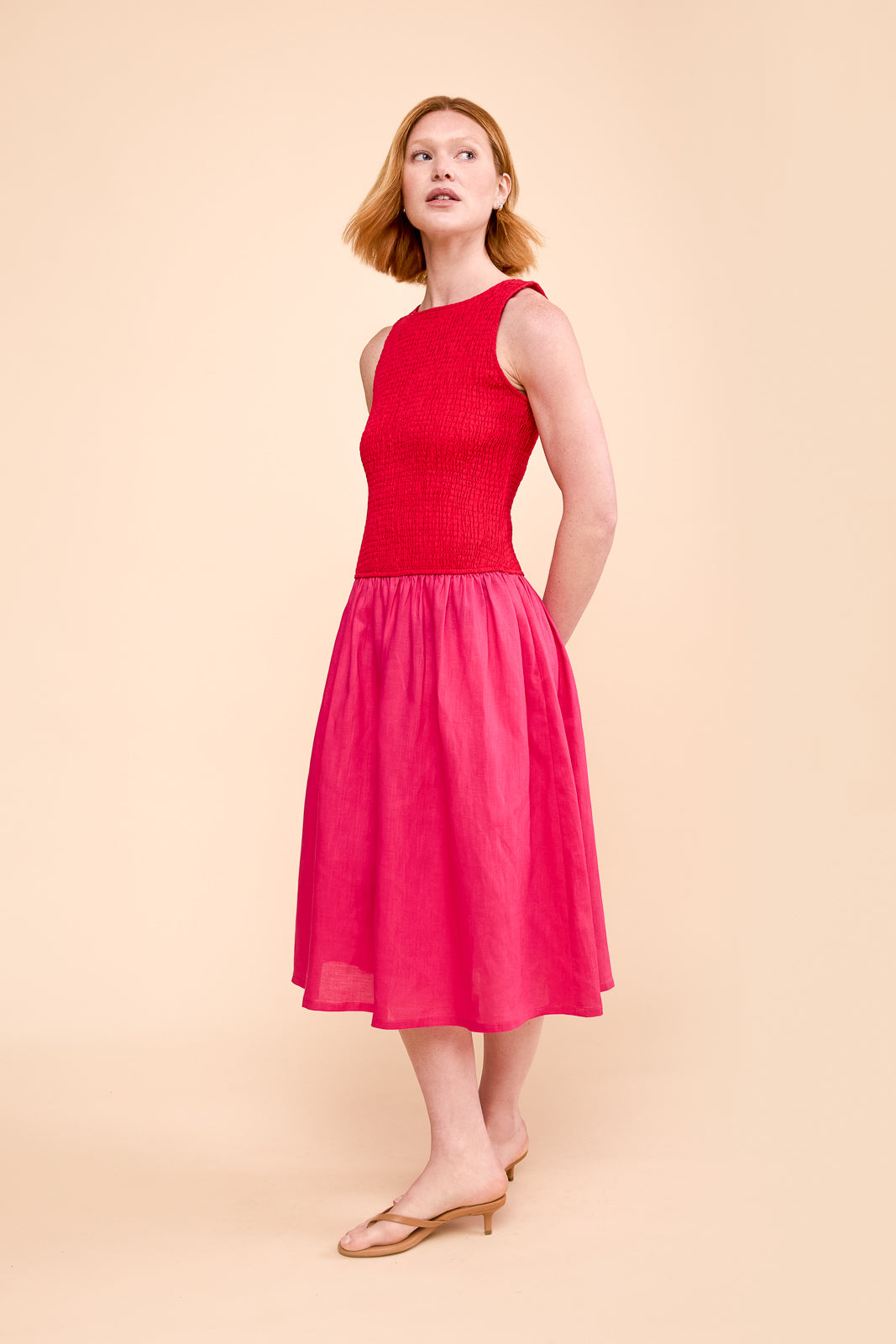 Maeve Dress in Red & Pink