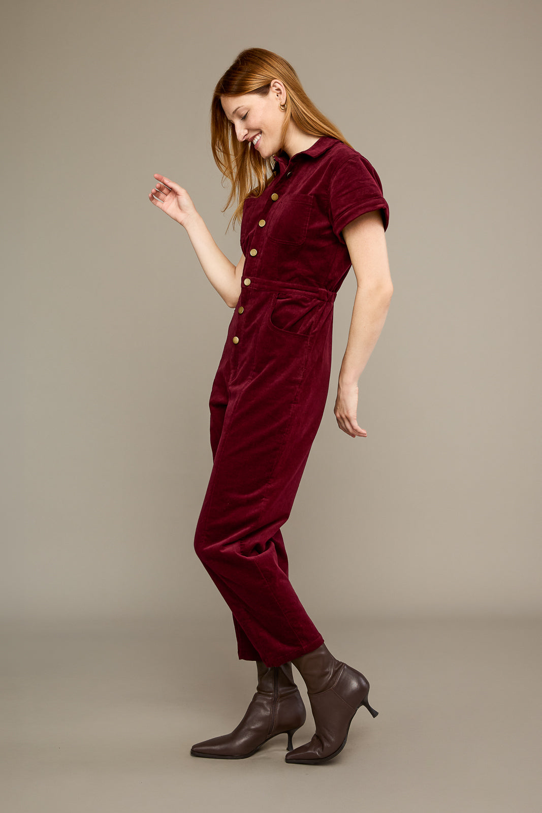 Classic Jumpsuit in Mulberry Corduroy