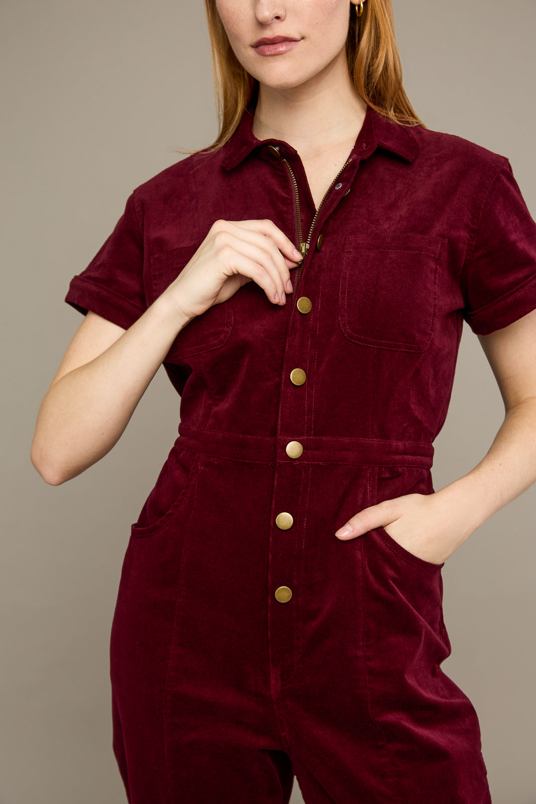 Classic Jumpsuit in Mulberry Corduroy