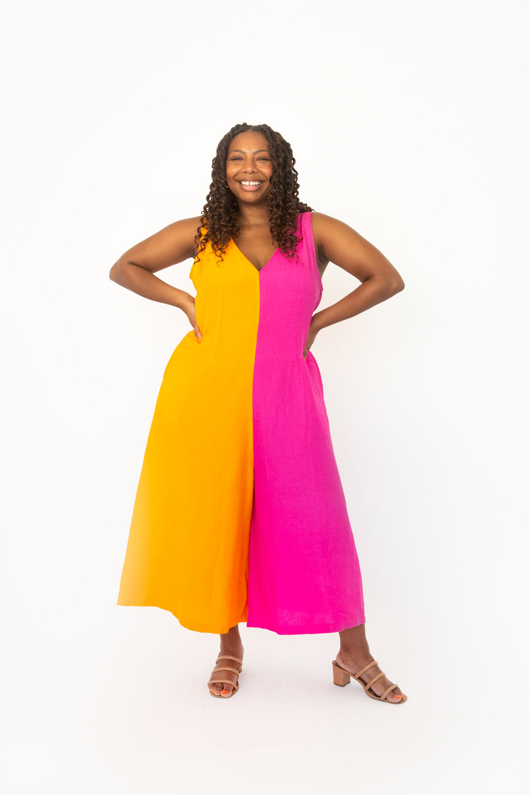 Color Block Linen Jumpsuit (Pre-Order)