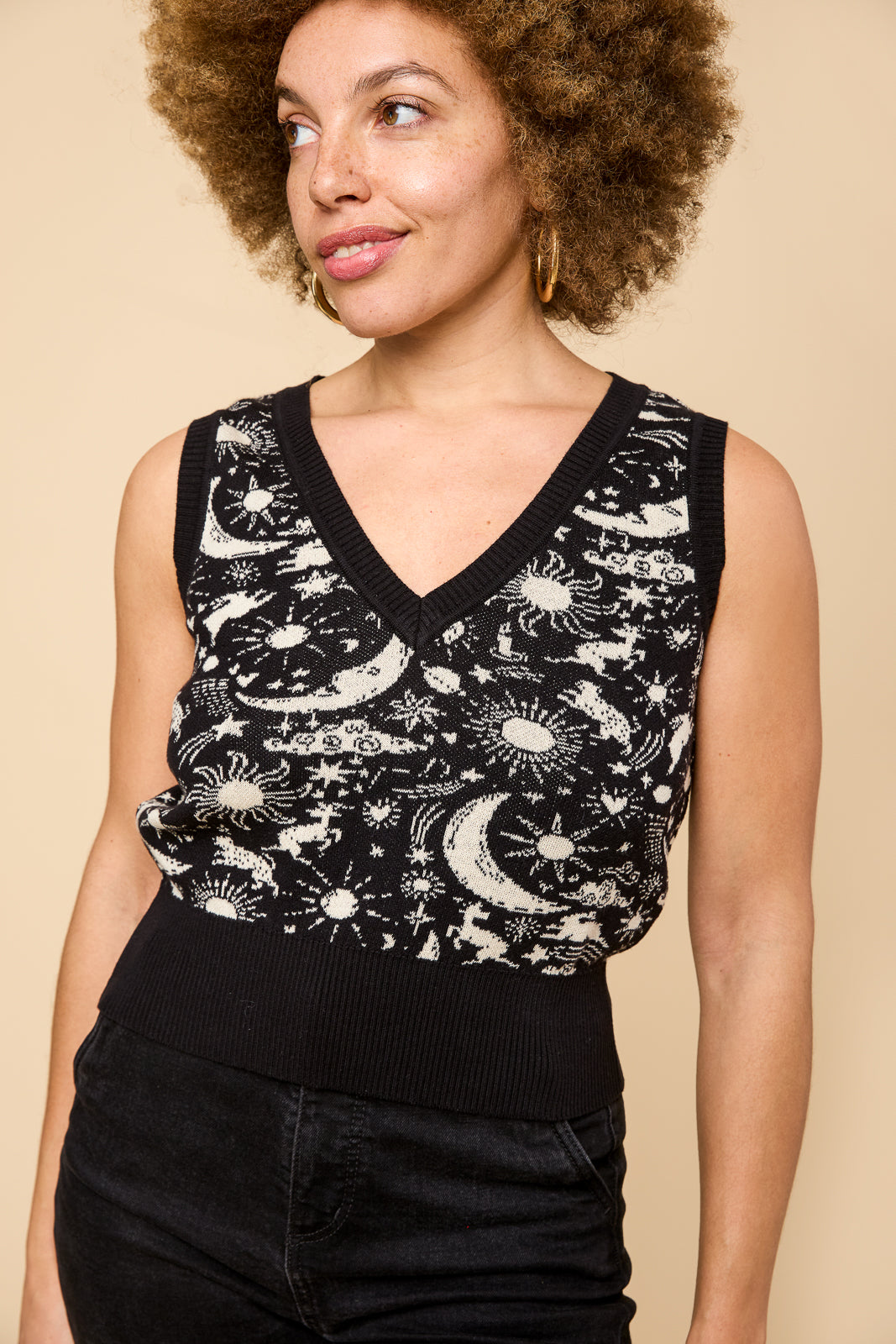 Knit Vest in Black Celestial