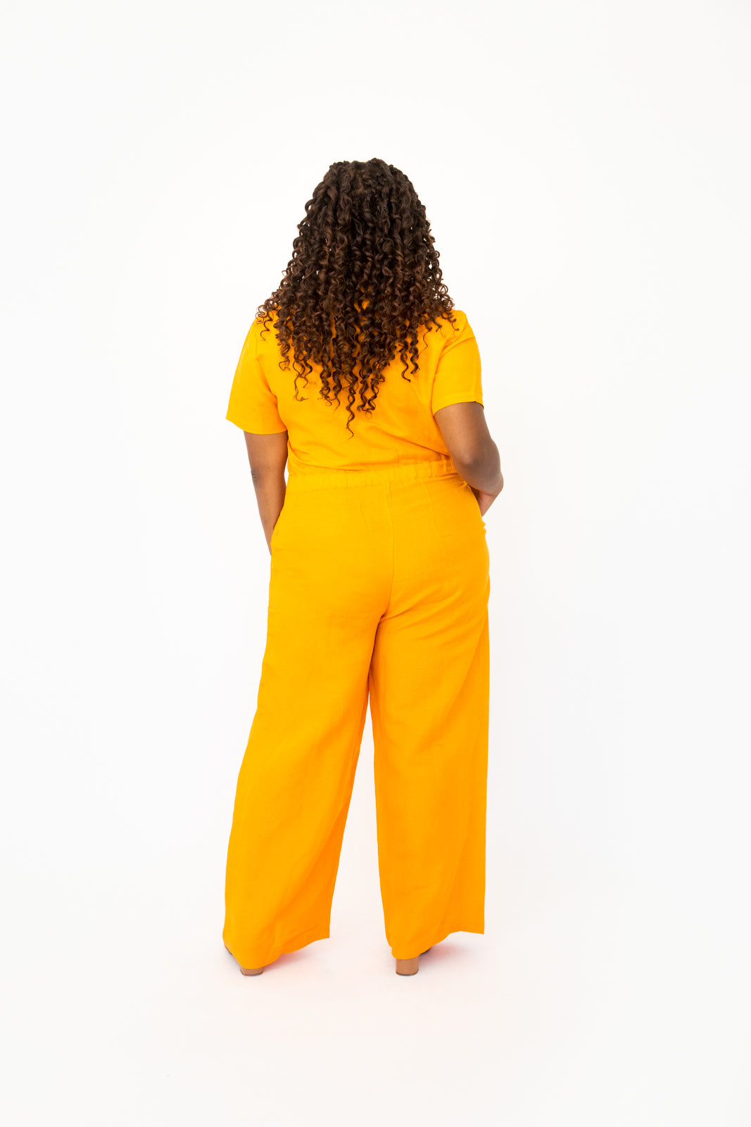Tangerine Linen Jumpsuit