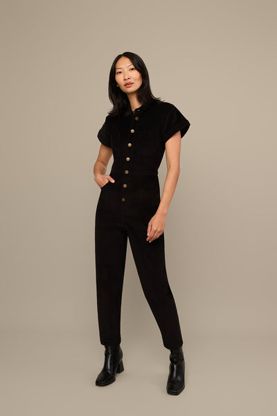 Classic Jumpsuit in Black Corduroy – Mixed by Nasrin