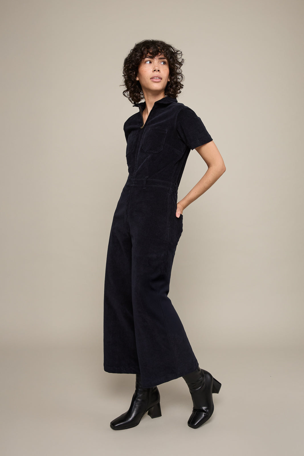 Corduroy Jumpsuit in Navy