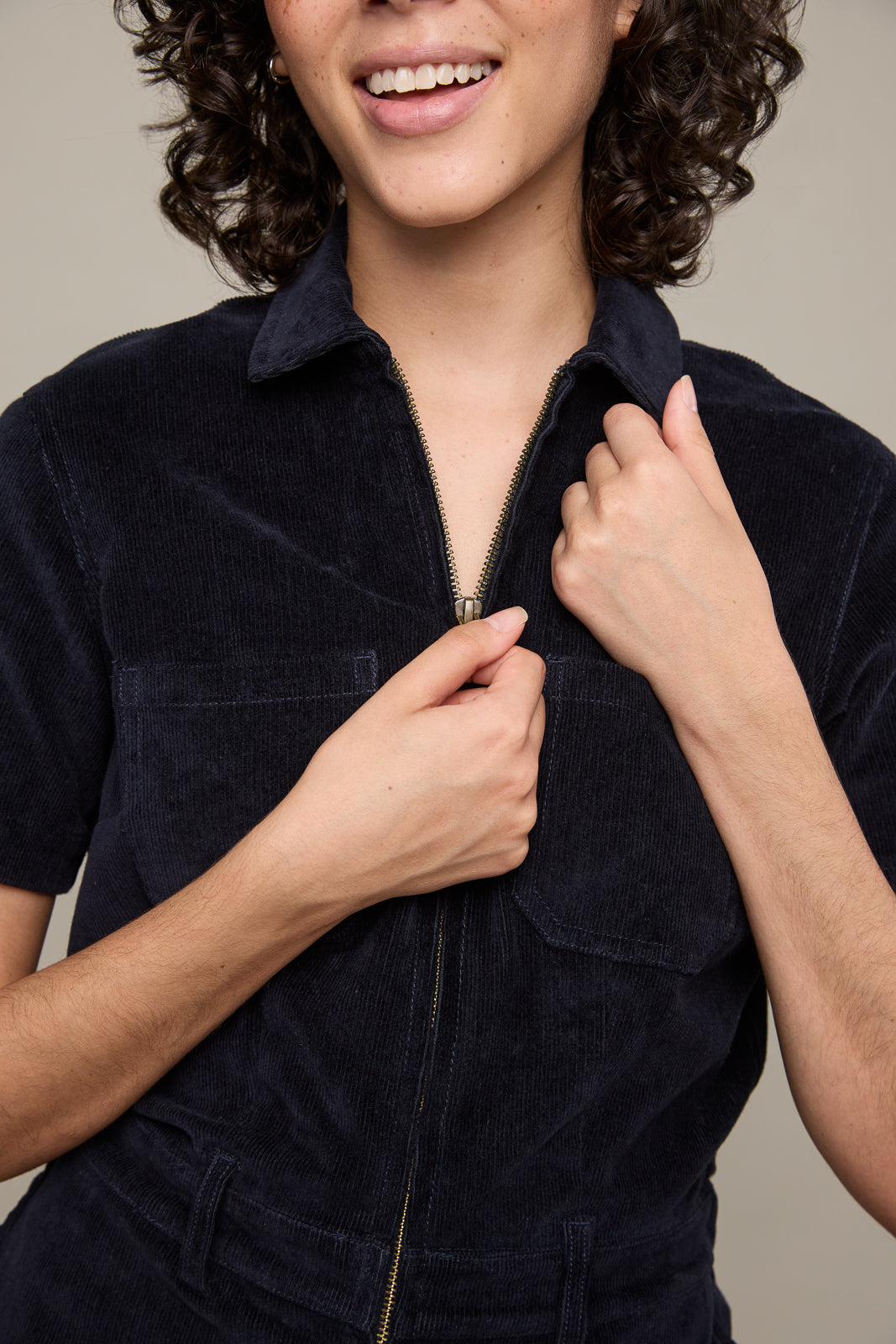 Corduroy Jumpsuit in Navy