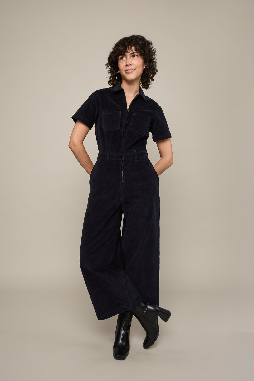 Corduroy Jumpsuit in Navy