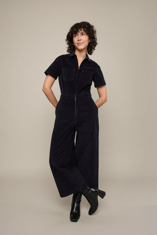 Corduroy Jumpsuit in Navy