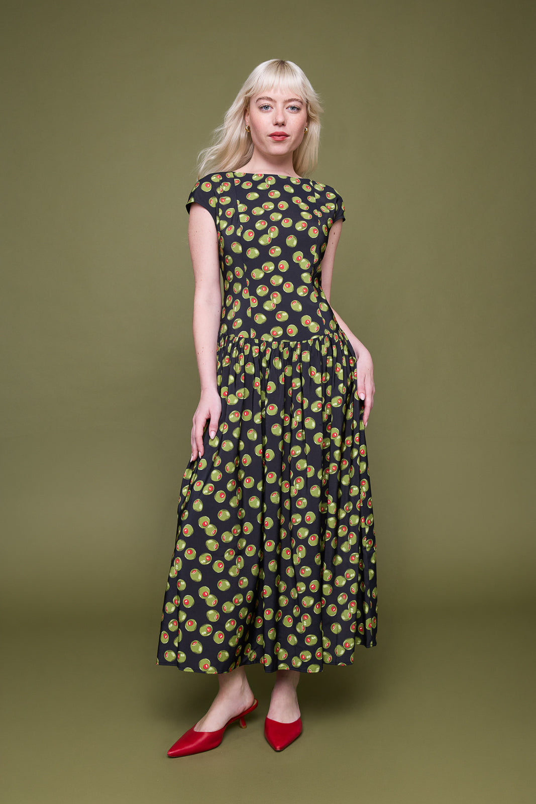 Sherry Dress in Olive Martini