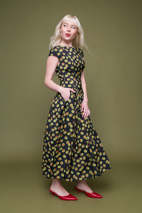 Sherry Dress in Olive Martini