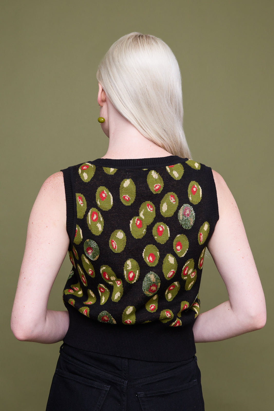 Knit Vest in Olive Martini