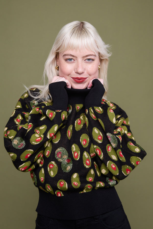 Alex Knit Sweater in Olive Martini
