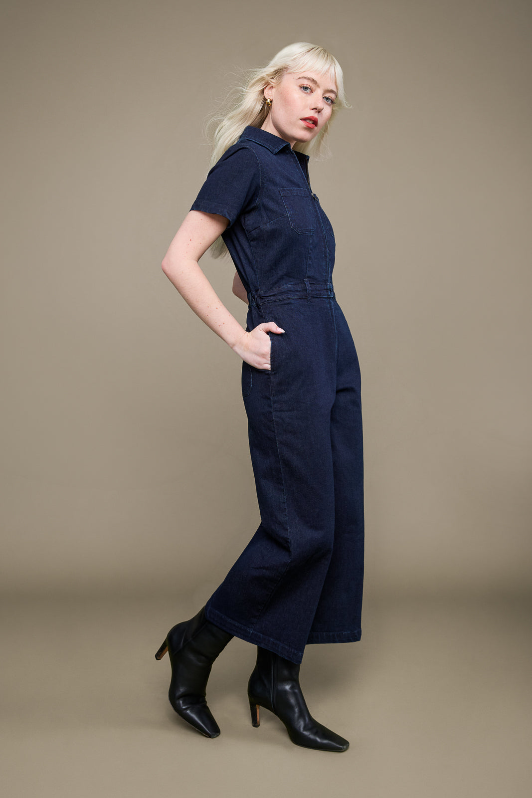 Quincy Jumpsuit in Dark Wash Denim