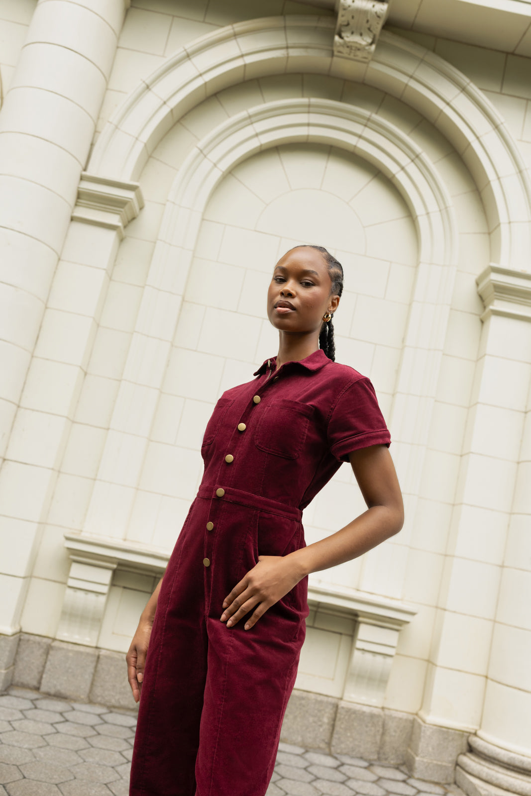 Classic Jumpsuit in Mulberry Corduroy