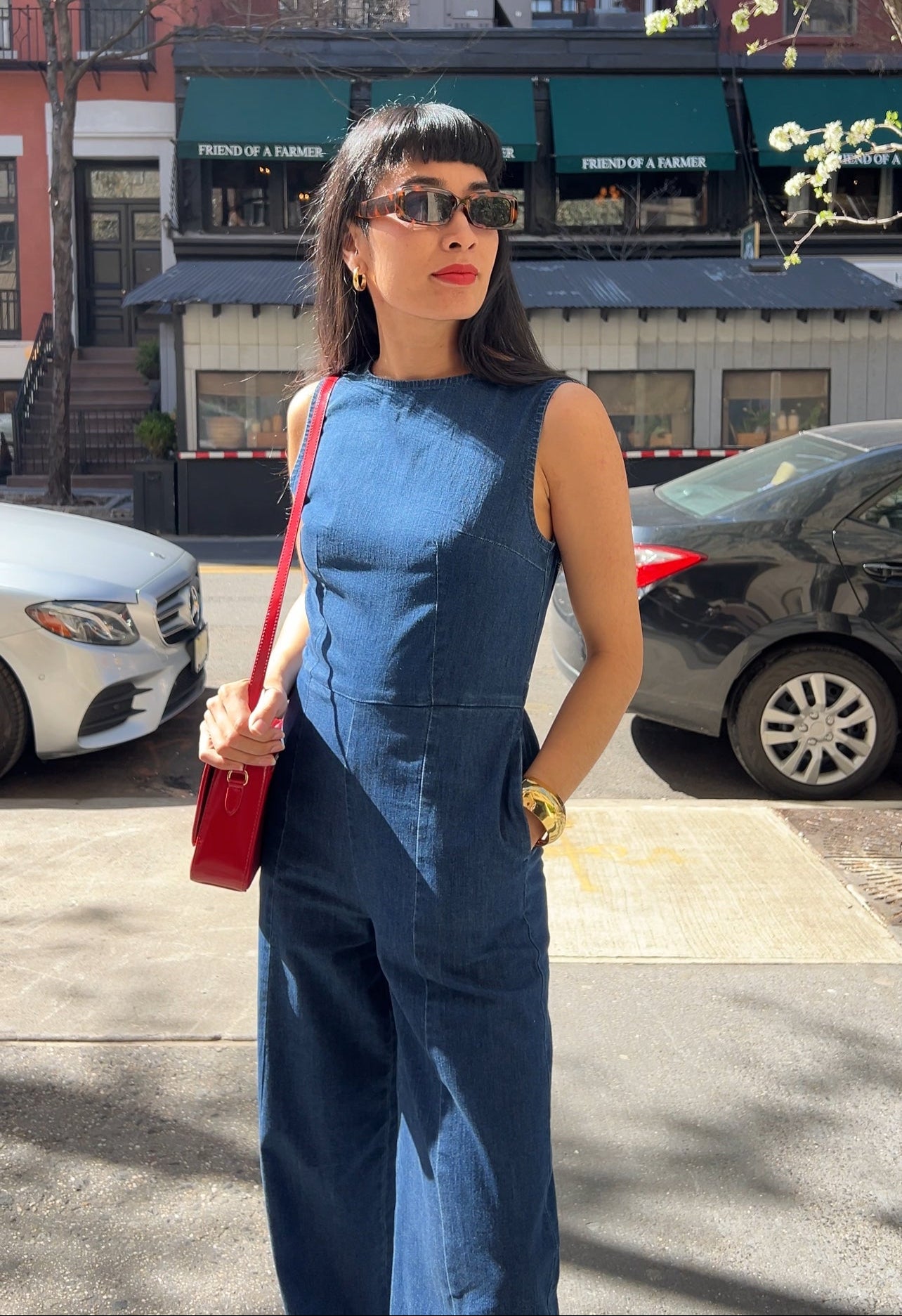 Denim Boatneck Jumpsuit